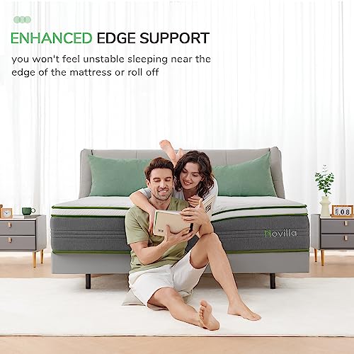 Novilla King Mattress,12 Inch Gel Memory Foam Hybrid Mattress with Individually Pocket Springs, Breathable Mattresses King for Cool Sleep,Motion Isolation & Pressure Relief, Medium Firm, vigour Novilla