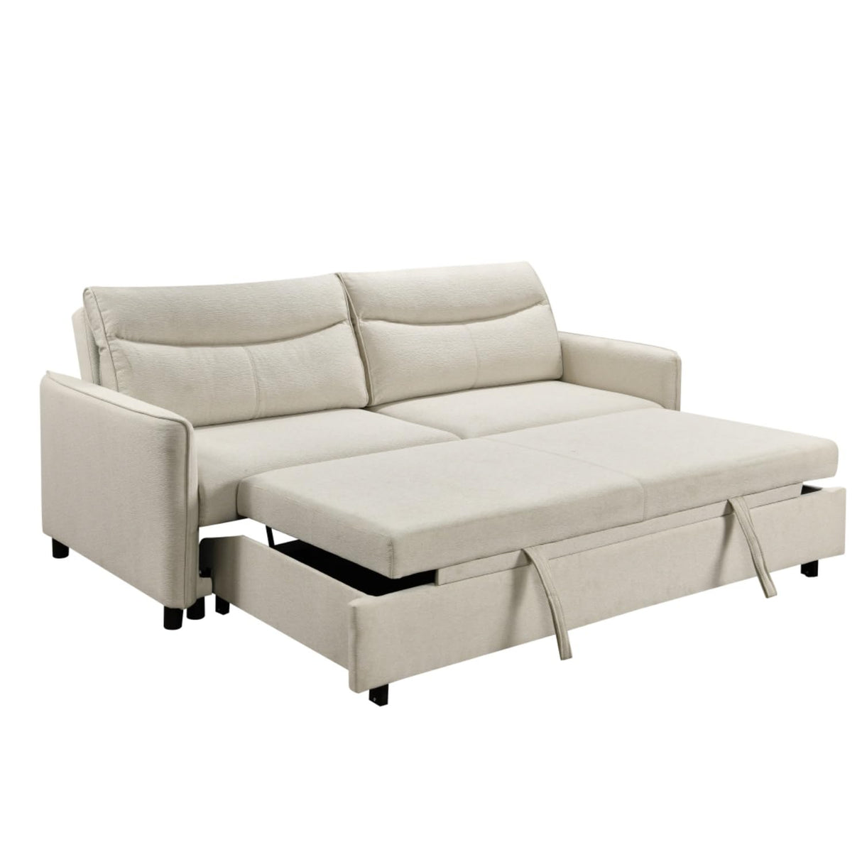 THSUPER 87-Inch King Size Convertible Sleeper Sofa Bed, Comfortable Pull-Out Futon Loveseat for RV Small Spaces, Hide-A-Bed Fold Out Couch - Beige THSUPER