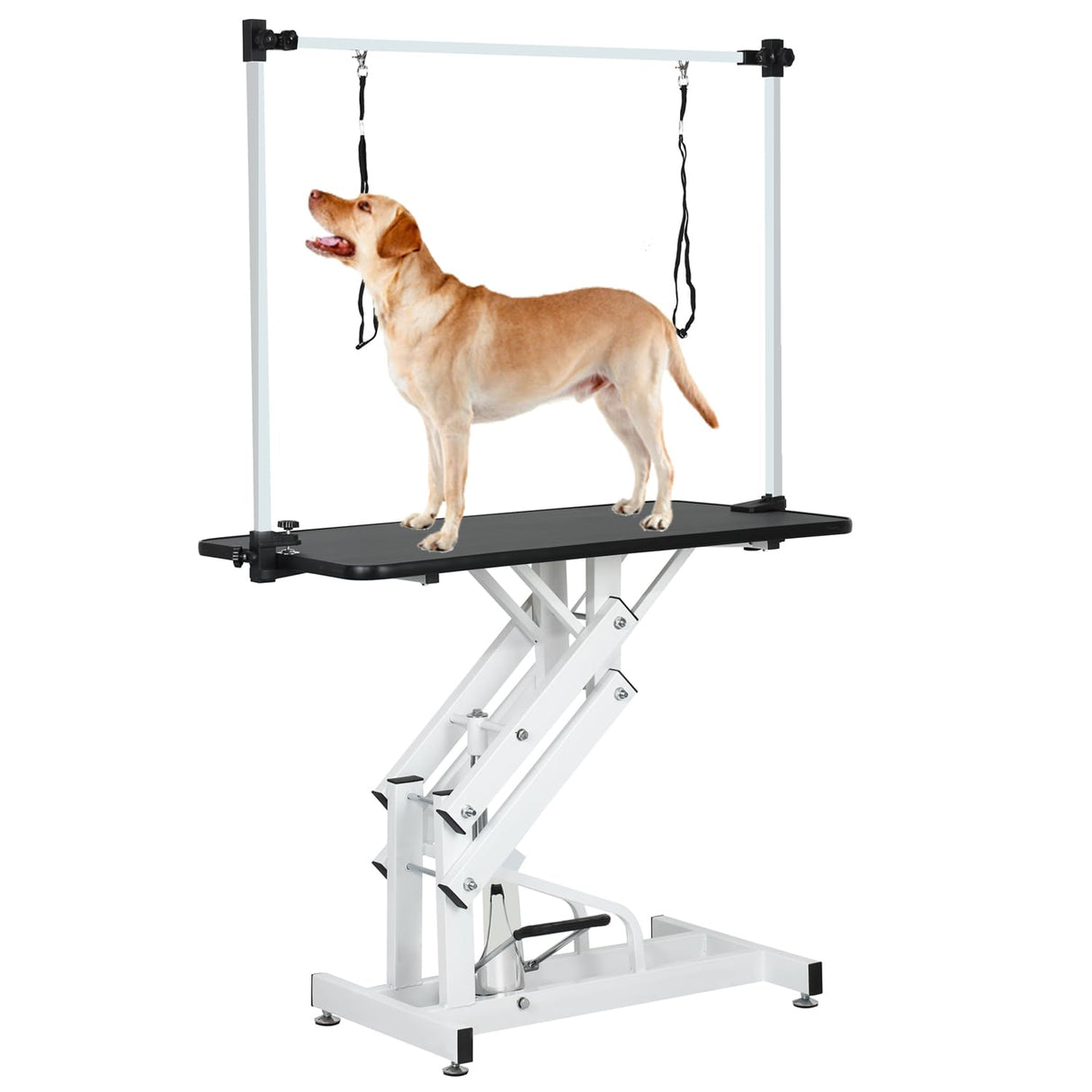 Afqxf Hydraulic Dog Grooming Table Heavy Duty for Small/Medium/Large Dogs, Pet Grooming Table with Adjustable Overhead Arm and Noose, Height Adjustable 21''-36'', 42.5''/ Black Afqxf