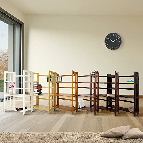 Casual Home 3-Shelf Folding Stackable Bookcase (27.5" Wide)-Walnut Casual Home