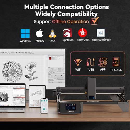 Longer RAY5 New Upgrade Laser Engraver, Laser Cutter 20W Output Power, Engraving Speed Up to 24,000 mm/min, 3.5” Color Touch Screen, App Offline Control, DIY Engraver Tool for Metal/Glass/Wood Longer