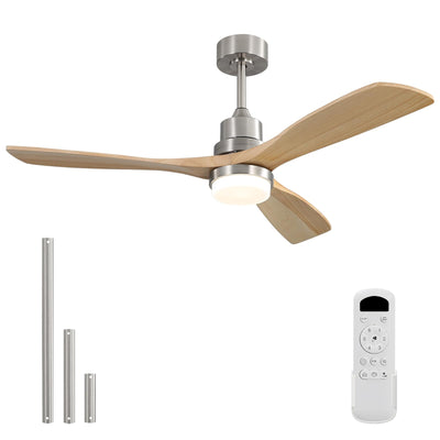 Sofucor Low Profile Ceiling Fan With Lights Remote Control 52 Inch Flush Mount Ceiling Fan Modern Wood Blade Fan For Bedroom Living Room Indoor Outdoor Farmhouse Patio, Noiseless DC Motor