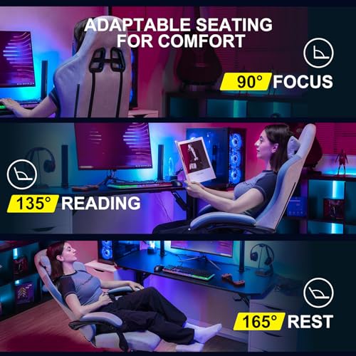 GTPLAYER Gaming Chair, Computer Office Chair with Pocket Spring Cushion, Linkage Armrests and Footrest, High Back Ergonomic Computer Chair with Lumbar Support Task Chair with Footrest GTPLAYER