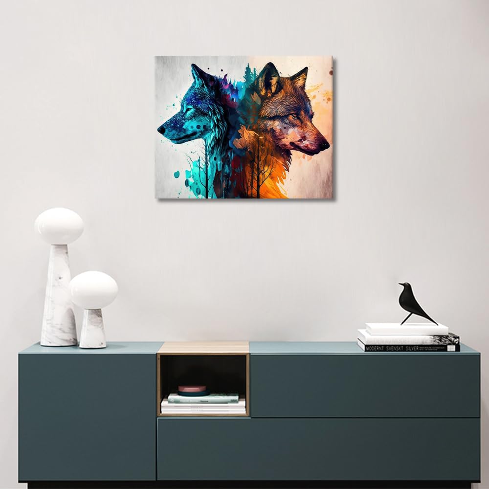 TUMOVO Paint by Numbers Wolf DIY Paint by Numbers for Adults Beginner Animals Paint by Number Kits on Canvas with Brushes and Acrylic Pigment Gift for Home Wall Decorations 16"x20"(Frameless) TUMOVO