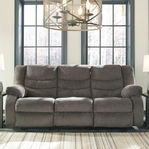Signature Design by Ashley Tulen Modern Manual Pull Tab Reclining Sofa, Dark Gray Signature Design by Ashley