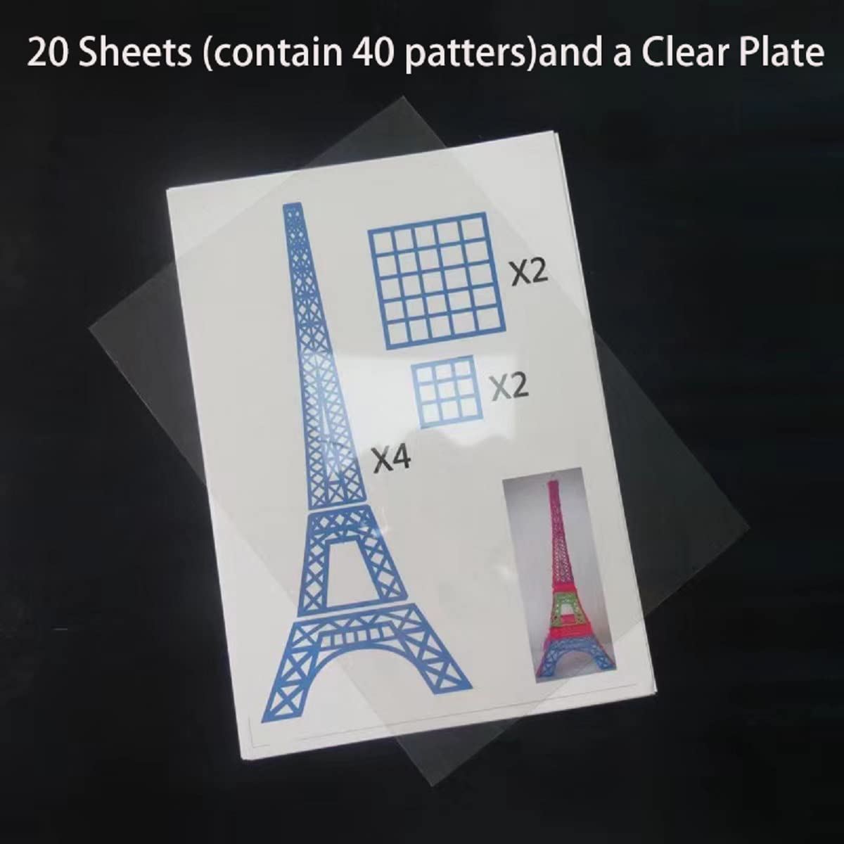 40 Patterns 3D Printer Drawing Molds Paper Stencils for 3D Printing Pen,Painting Graffiti Template Printing Paper for 3D Pen Kids DIY Gift,Animal Vehicle Sword, with a Transparent Board Plate WelyHM