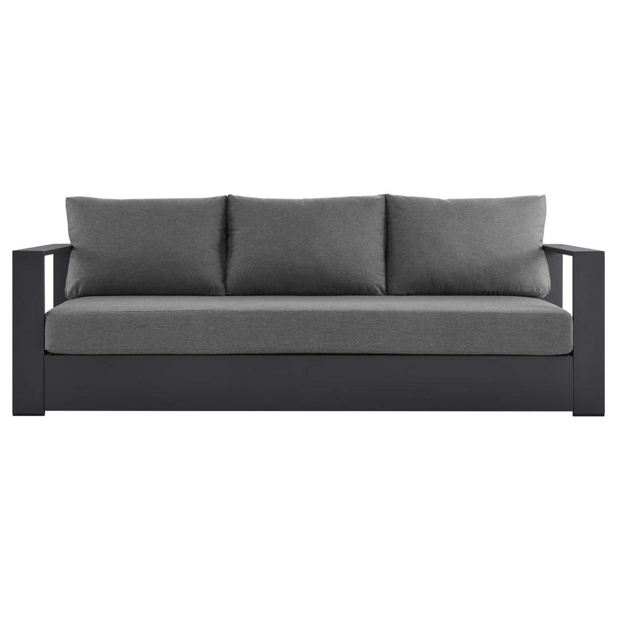 Modway Tahoe Aluminum Outdoor Patio Sofa in Gray Charcoal Modway