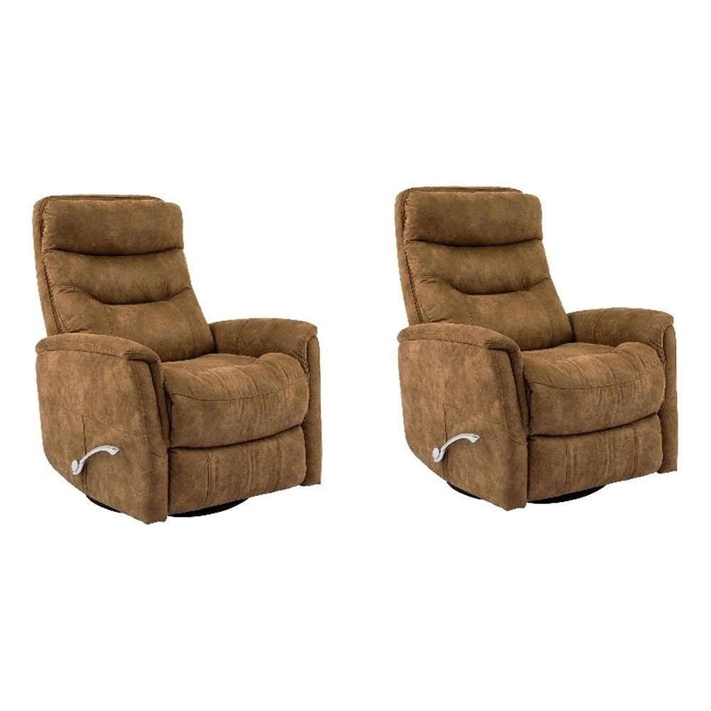 Pemberly Row Traditional Fabric Brown Swivel Glider Recliner (Two Pack) Pemberly Row