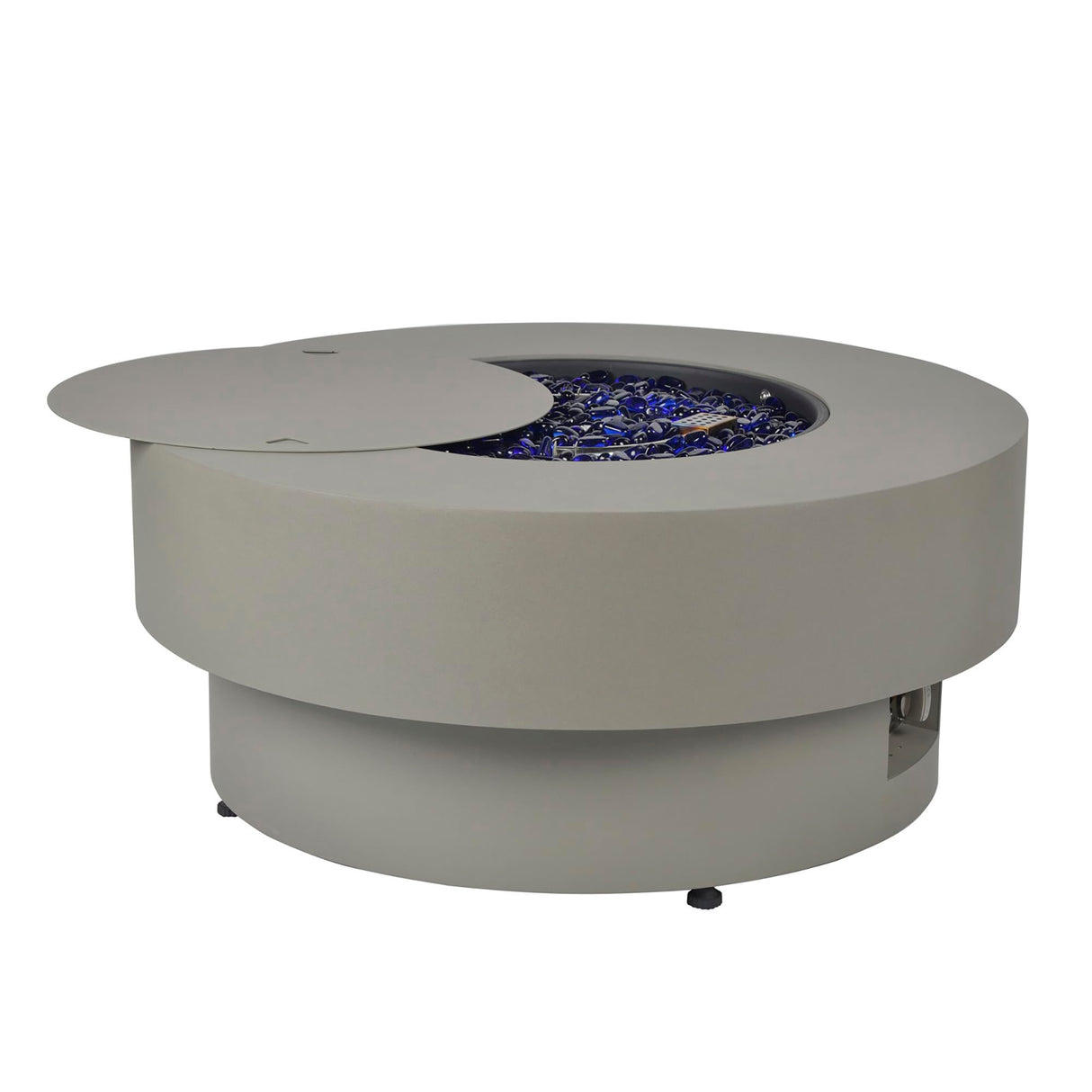 BAIDE Home Propane Outdoor Fire Pit Table, Flint & Concrete Look 33-inch Round Patio Gas Fire Table 50,000 BTU w/Lid, Fire Glass, Heavy Duty Rain Cover, Pre-Attached 10ft Propane Hose BAIDE HOME