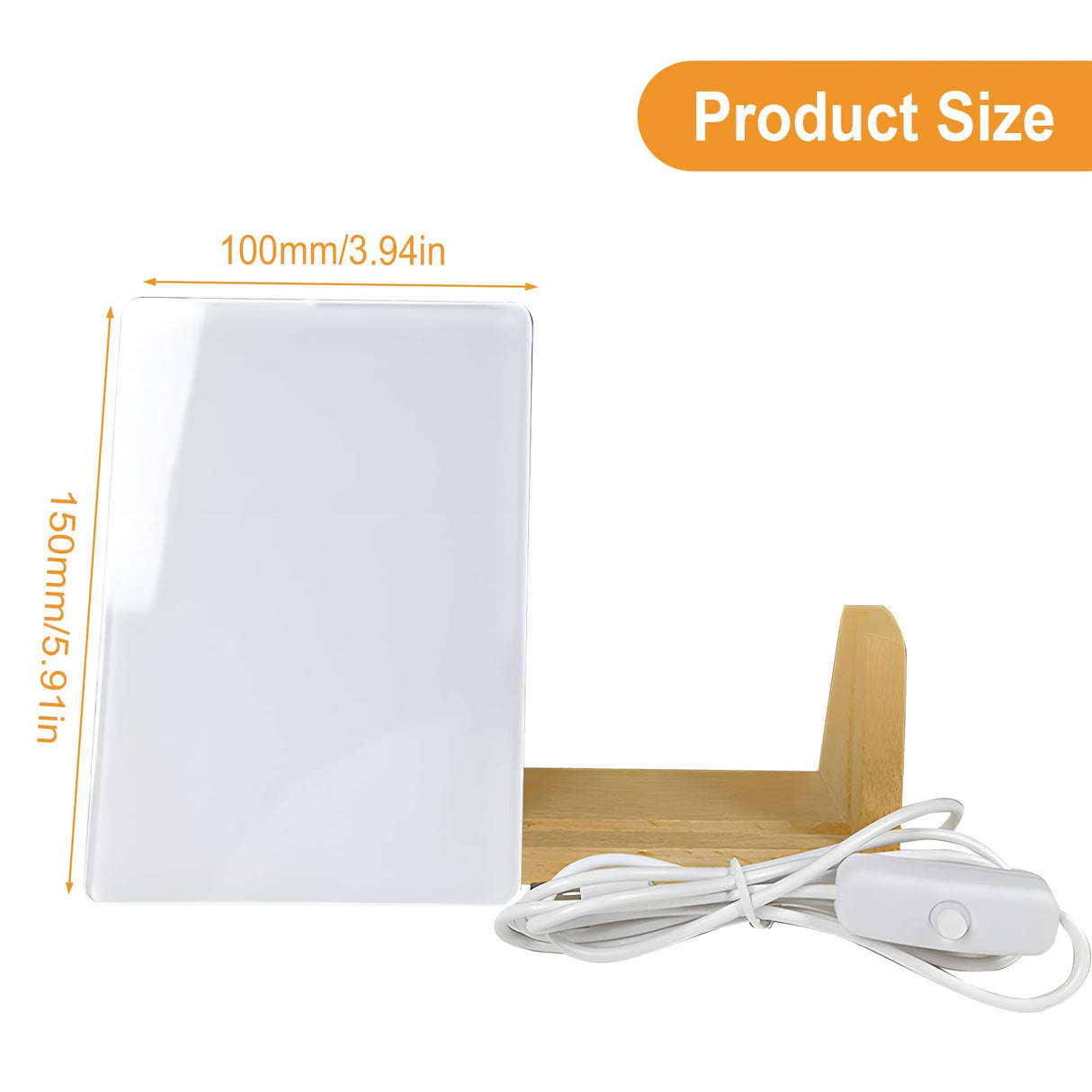 HSOKEW 2 Pack Sublimation Night Light Blank, Sublimation LED Acrylic Photo Frame Panel White 4" x 6" with Warm Light LED Night Light Picture Frame LED Wood Stand Light for Heat Press Machine Printing HSOKEW