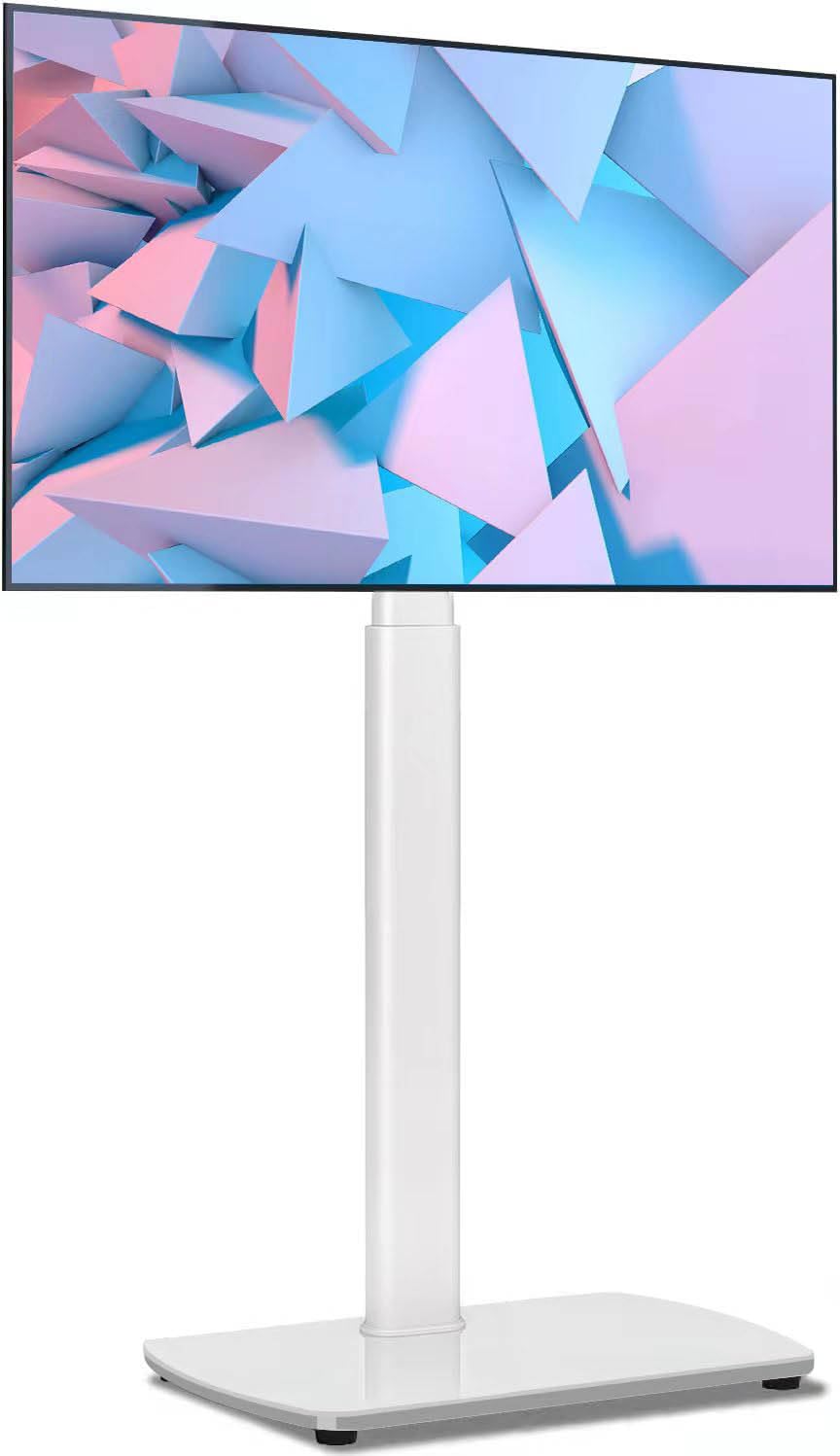 YOMT Universal TV Floor Stand with Mount for 27-70 Inch LCD LED OLED TVs, Swivel Height Adjustable Tall TV Stand, Space Saving Design for Corner Bedroom Living Room, White YOMT