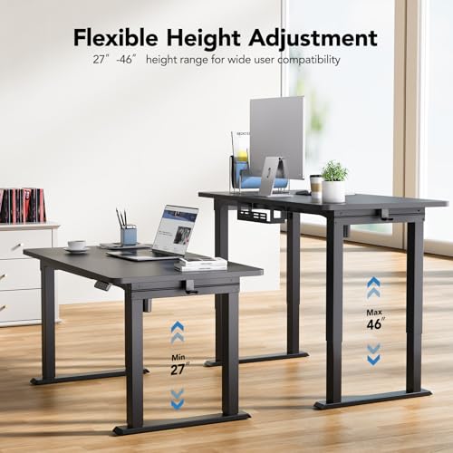 HUANUO 4 Legs Standing Desk Frame, Dual Motor Height Adjustable Electric Sit Stand Desk Frame for Home & Office, Heavy Duty Steel, Memory Controller, Frame Only, Black HUANUO