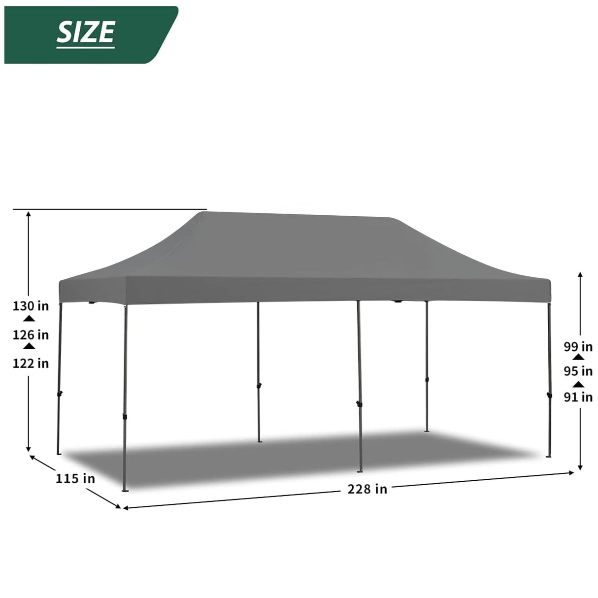 EROMMY 10' x 20' Pop Up Canopy Tent, Commercial Instant Canopy with Roller Bag, 6 Sand Bags, Outdoor Canopies for Festival, Event, Gray EROMMY