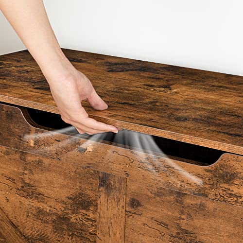 HOOBRO Storage Chest, Storage Trunk with Drawer, Wooden Storage Bench, Sturdy Entryway Bench Supports 220 lb, Shoe Bench, Safety Hinge, U-Shaped Opening, Easy Assembly, Rustic Brown FG710CW01 HOOBRO