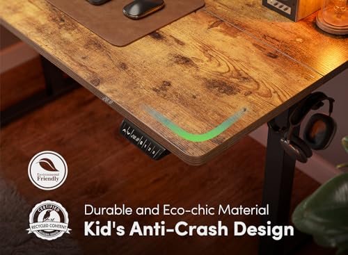 FEZIBO Electric Standing Desk, 63 x 24 Inches Height Adjustable Stand up Desk, Sit Stand Home Office Desk, Computer Desk, Rustic Brown FEZIBO