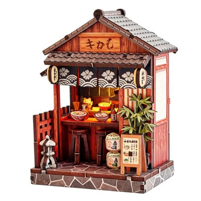 HYXBXSS Book Nook Kit, DIY Miniature House Dollhouse Kit for Adults and Teens, Booknook Tiny House Bookshelf Decor, Japanese Shop Building Kit 3D Wooden Puzzles, Gifts for Family and Friends