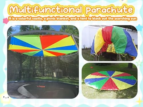 Sonyabecca Parachute Kids Play 12 Feet with 12 Handles for 8 12 Years Game, Kids Party Game Sonyabecca