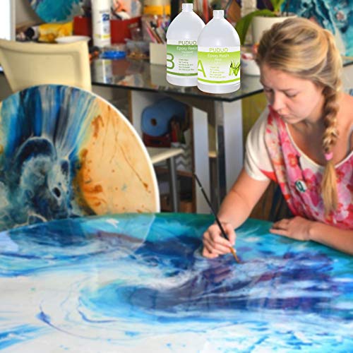 Epoxy Resin Crystal Clear Art 2 Gallon Kit for Coating, Casting, Resin Art, Jewelry, Tabletop, Bar Top, Live Edge Tables, Fast Curing 2 Part Epoxy Casting Resin Kit Puduo
