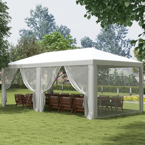 Outsunny 10' x 20' Party Tent, Outdoor Wedding Canopy & Gazebo with Removable Sidewalls, Shade Shelter for Events, BBQs, White Outsunny