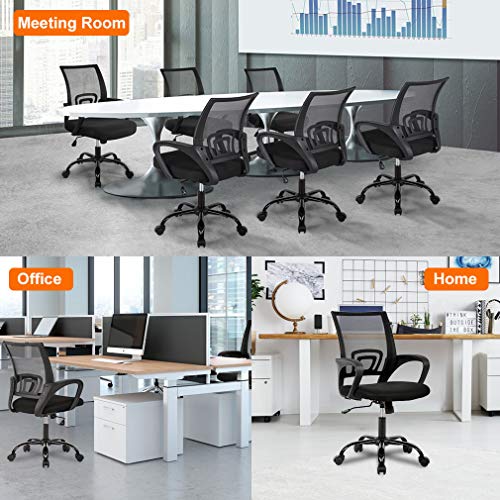 FDW Ergonomic Office Chair Home Desk Chair Task Mesh Computer Chair Gaming with Back Lumbar Support Armrest Modern Swivel Modern Adjustable Rolling Executive Mesh Chair for Women Men (Black) FDW