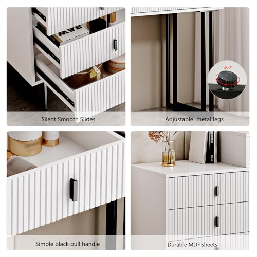 Ieejdn White Vanity Desk with Mirror and Lights,Small Makeup Vanity with 5 Drawers,Modern Makeup Table with Adjustable Cabinet for Bedroom,Makeup Room Ieejdn