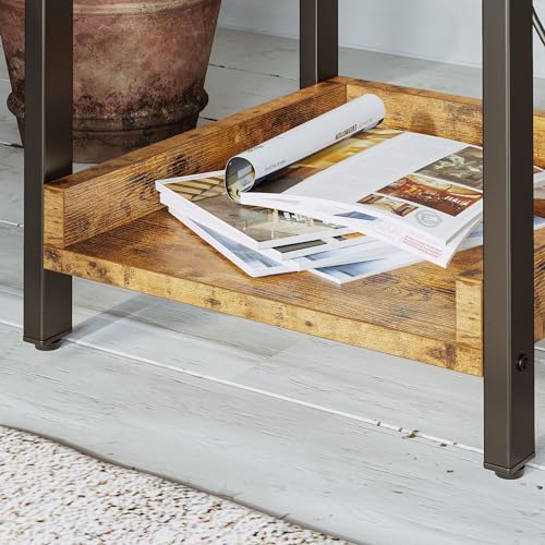 LIKIMIO Nightstand, Set of 2 Bedside Table with Charging Station, Small End Table with Storage Drawer and Shelf for Bedroom and Living Room, Easy Assembly, Stable and Sturdy, Vintage Brown LIKIMIO