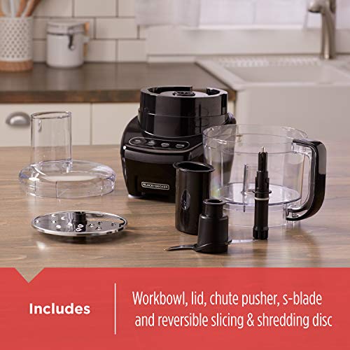 BLACK+DECKER Food Processor and Vegetable Chopper, Stainless Steel Blade, 8-Cup Capacity, 450W Power with Attachments to Shred, Slice, Mince, Grind, and Puree BLACK+DECKER