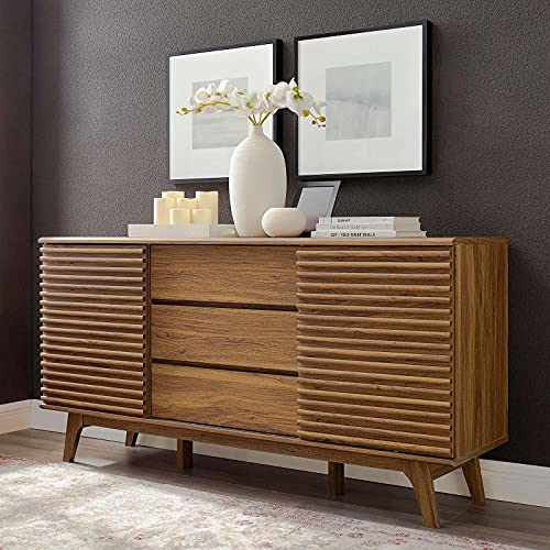 Modway Render 63" Mid-Century Modern Sideboard Buffet Table or TV Stand in Walnut Modway