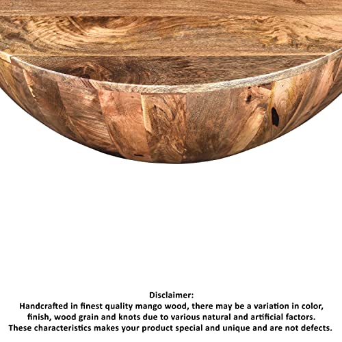 The Urban Port Mango Wood Coffee Table in Round Shape, Dark Brown The Urban Port