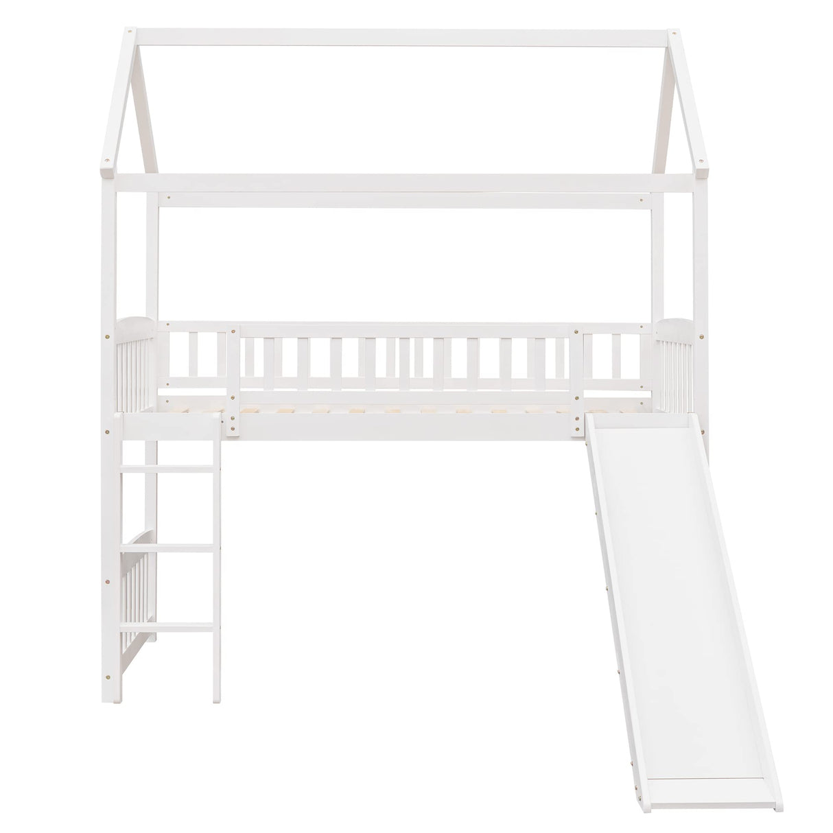 Merax House Loft Bunk Bed Frames with Slide No Box Spring Needed for Teens, Girls or Boys Merax