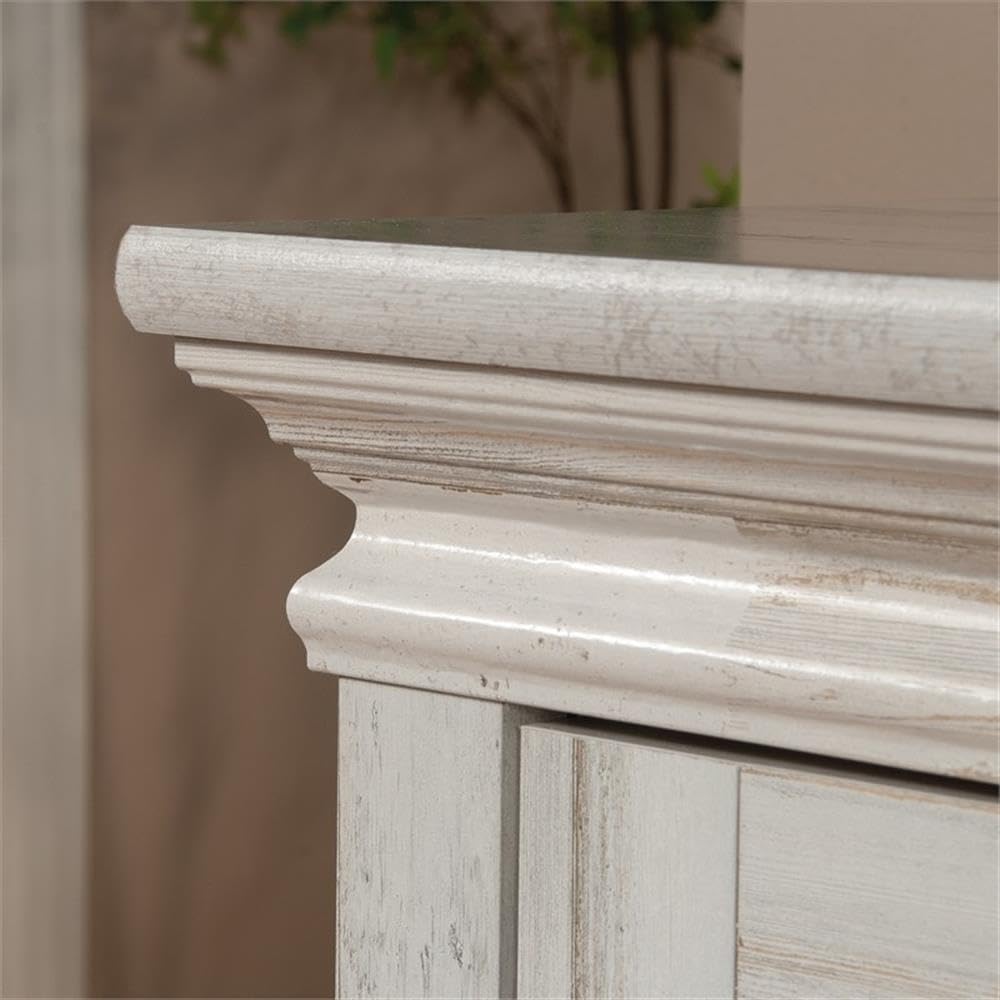 Sauder Barrister Lane TV Stand Console Credenza with Storage Glass Doors, for TVs up to 70", in White Plank Sauder