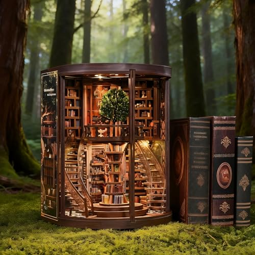 DolphinIsle Book Nook Kit for Adults Booknook DIY Miniature Library Decor Fantasy 3D Puzzle