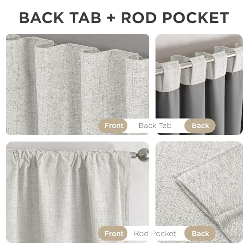Joydeco Blackout Curtains for Bedroom - 84 Inch Long 100% Light Blocking 2 Panels Set White Drapes, Thermal Insulated Room Darkening Curtains, Linen Textured for Living Room, Rod Pocket & Back Tabs Joydeco