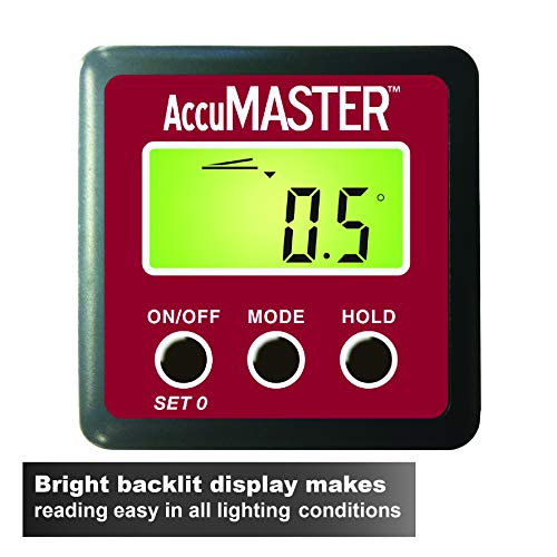 Calculated Industries 7434 AccuMASTER 2-in 1 Magnetic Digital Level and Angle Finder Certified IP54 Dust and Water Resistant,Red Brick Maroon Calculated Industries