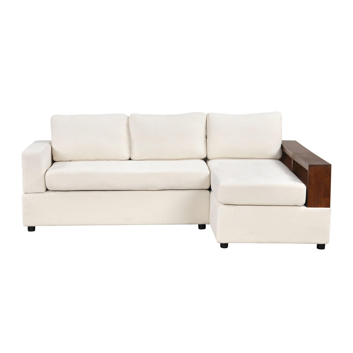 Christopher Knight Home Davinz 87.4" L-Shaped Sectional Sofa, Chenille 3 Seater Couch, Sectional Couches with Chaise Lounge, Upholstered Sofa Couch with Reversible Armrests for Living Room, Beige Christopher Knight Home