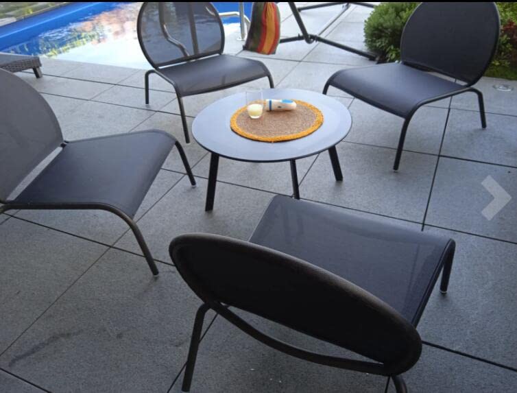 juserox Patio Coffee Table - Metal Steel Outdoor Round Table Weather Resistant Anti-Rust Outdoor Table (Black) juserox