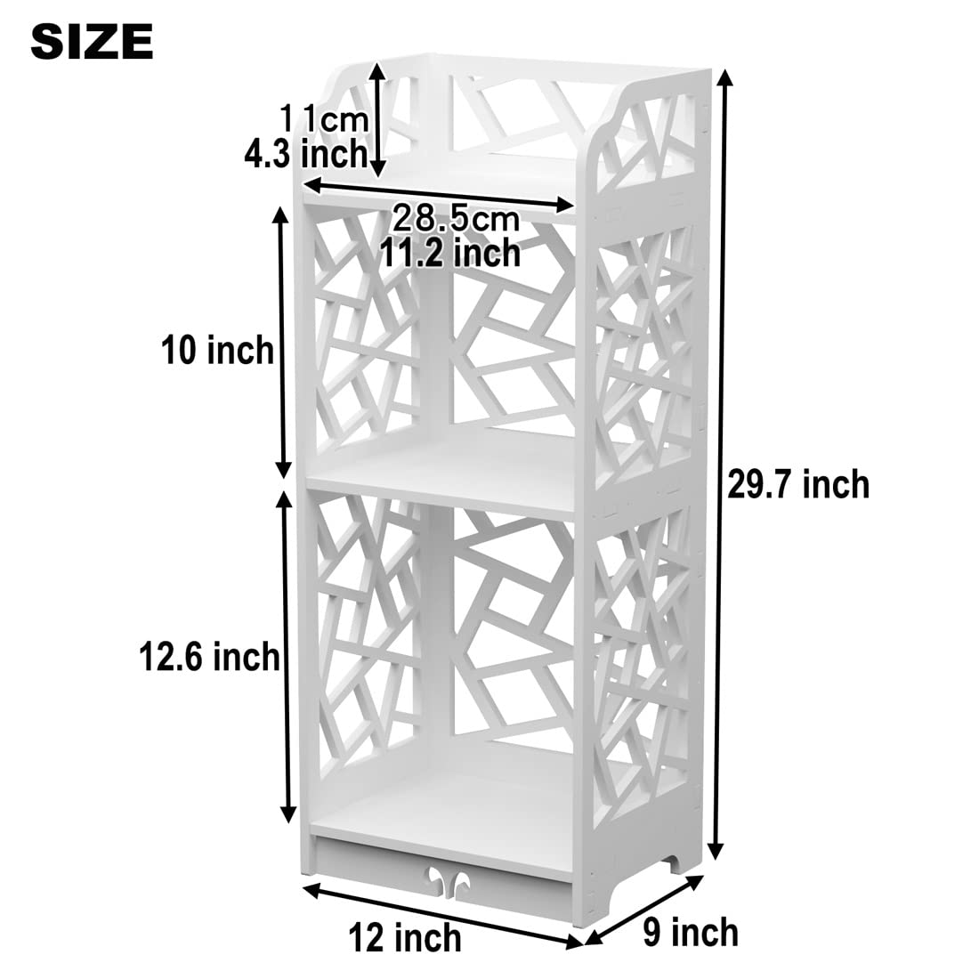 3 Tier Bookshelf, Small Bookcase for Small Spaces, Narrow Thin Book Shelf for Bedroom, 3 Shelf Bookcase for Kids Room and Living Room Rerii