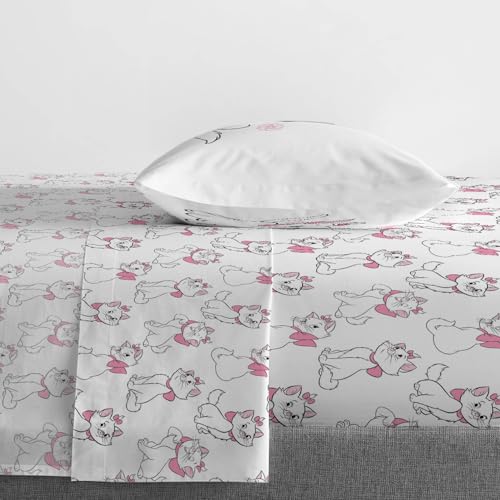 Jay Franco Kids Sheet Set with Fitted, Flat Sheets & Pillow Cover - Ultra-Soft Bedding with Pillowcase for Room Decor, White - Aristocats, 3 Piece Twin Jay Franco