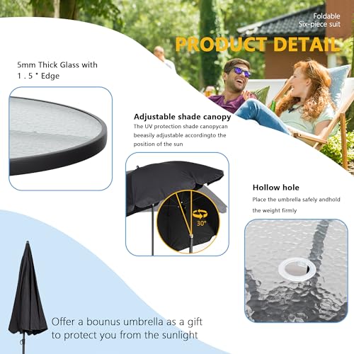 Shintenchi 6 Piece Patio Dining Set Light Black Shintenchi