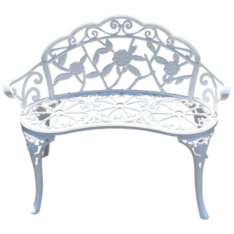 KAILI Garden Bench, Metal Aluminum Rose, Suitable for Garden Porch Park Front Porch Balcony Outdoor (White) KAILI