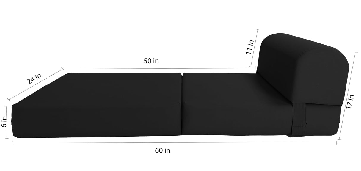 D&D Futon Furniture Sleeper Chair Folding Bed, Studio Sofa Guest Folded Mattress, High Density Foam (70 x 24 x 6, Black) D&D Futon Furniture