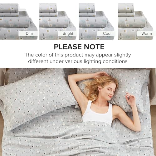 Comfort Spaces 100% Cotton Sheet Set Breathable, Lightweight, Soft with 12" Elastic Pocket Fits up to 14" Mattress, All Season Cozy Bedding, Matching Pillow Case, Twin Lama Multi 3 Piece Comfort Spaces