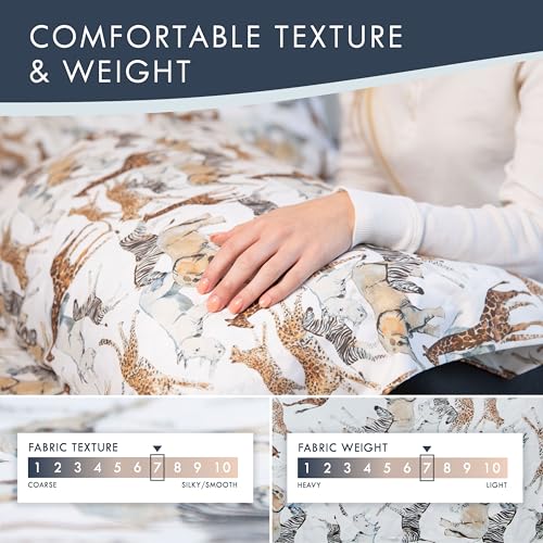 Where The Polka Dots Roam Safari Animals Full Bedsheet Set for Kids - Jungle Adventure Bedding for Explorers, Includes Fitted Sheet, Flat Sheet and Pillowcases - Wildlife Wonders Decor for Boys Room Where The Polka Dots Roam