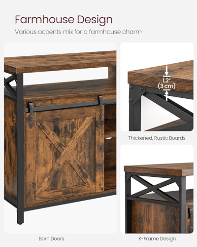 VASAGLE TV Stand for 65 Inch TV, Entertainment Center, TV Table and Console, TV Cabinet with Adjustable Shelves, Industrial Design, Rustic Brown and Black ULTV071B01 VASAGLE