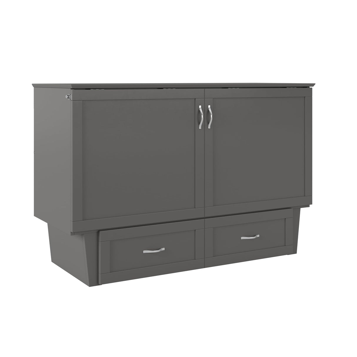 AFI, Monroe Queen Murphy Bed Chest with 6" Mattress, Storage Drawer & Built-in USB Charger, Grey AFI