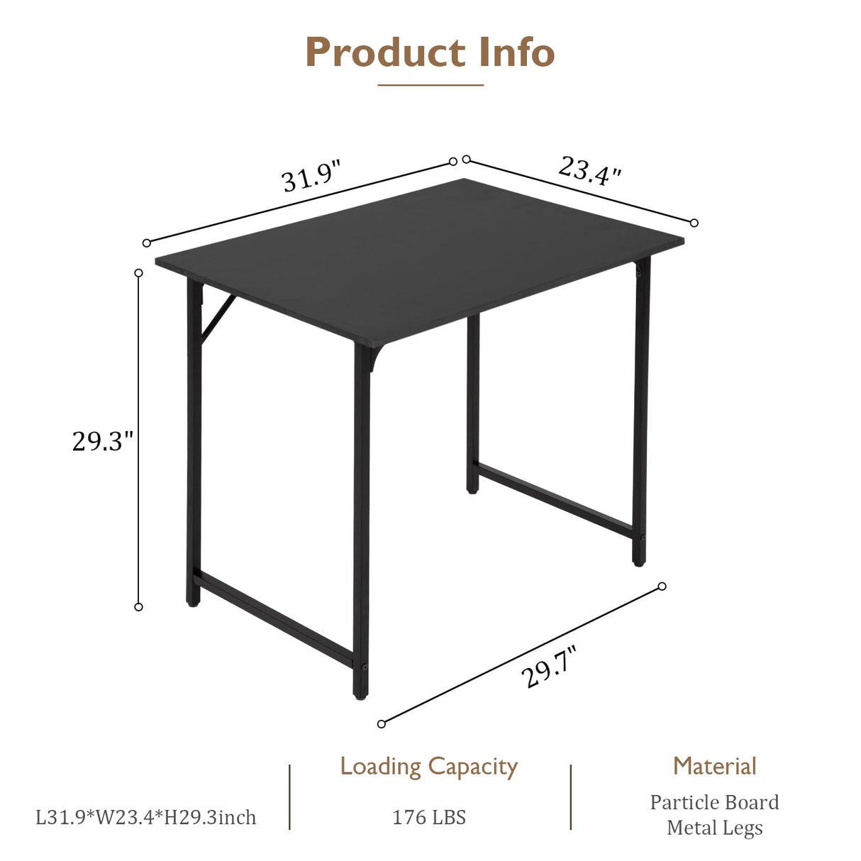 BestOffice 32 Inch Computer Desk,Home Office Desk, Modern Simple Style for Home Office Study Writing,Black BestOffice