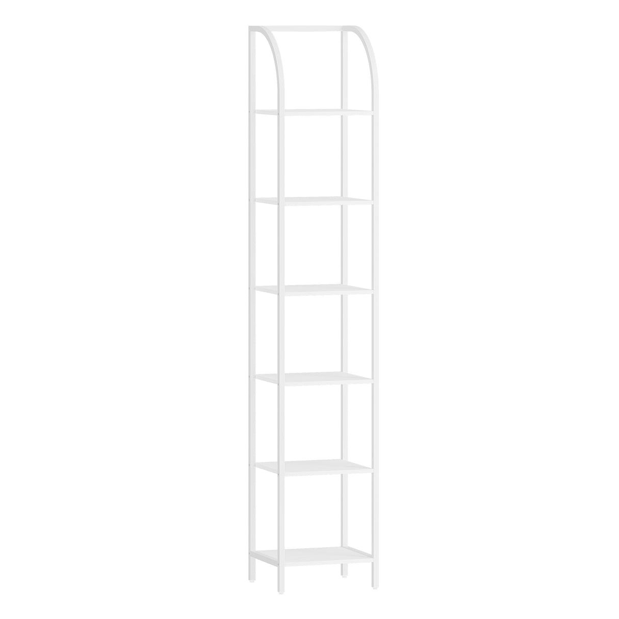 Hzuaneri Bookshelf Narrow Bookcase, Tall Storage Rack with Steel Frame, Display Standing Shelf Unit, Skinny Book Shelf for Study Living Room Home Office, Industrial Style, 6-Tier White BC56013W Hzuaneri
