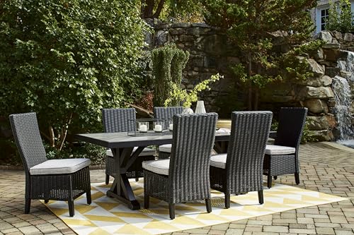 Signature Design by Ashley Beachcroft Casual Weather Resistant Armless Outdoor Side Chair with Cushion, Set of 2, Light Gray & Black Signature Design by Ashley
