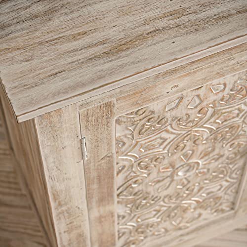 Jofran Inc. Global Archive Solid Mango Wood Hand Carved Accent Chest Jofran Inc.