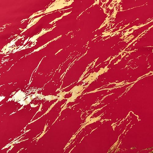 WONGS BEDDING Red Gold Metallic Marble Comforter Set King,Red Christmas Bedding Sets with 2 Pillowcases for All Seasons, Soft Microfiber Filling Bedding Duvet Set 103"x90"